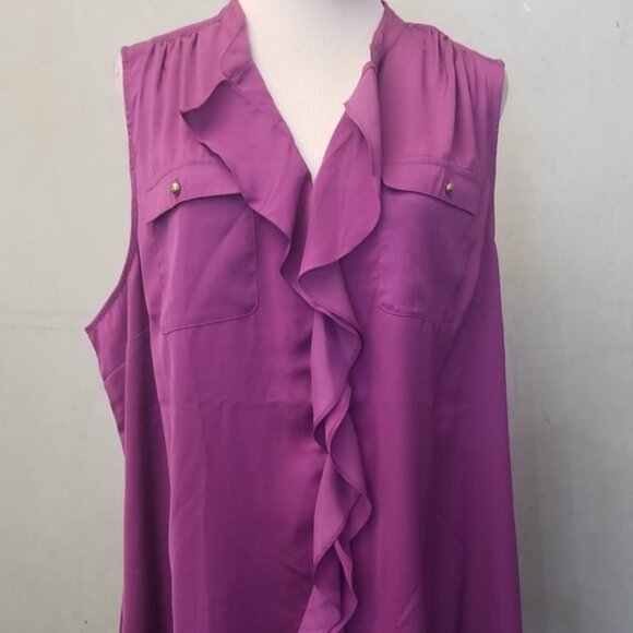 NWOT Lane Bryant purple ruffled sleeveless top women size 22 (P23) - Picture 2 of 4